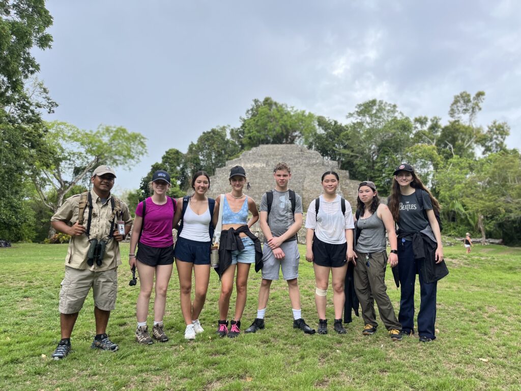 group in front of jaguar temple
