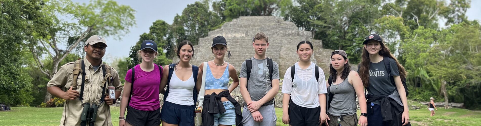 group in front of jaguar temple