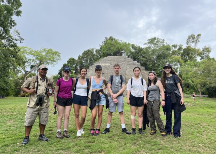 group in front of jaguar temple
